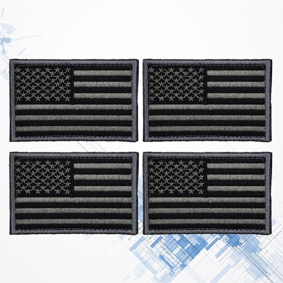 OUNONA 4Pcs Self Adhesive Usa Flag Patch Easy Apply Military Uniform Emblem in Dark Grey