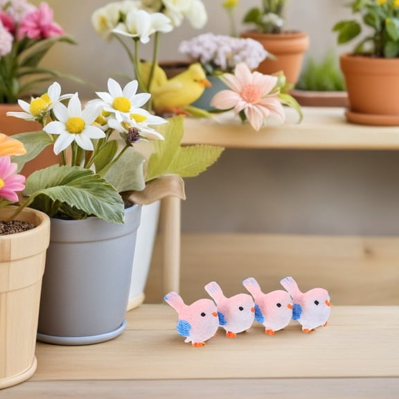 OUNONA 4Pcs Simulated Bird Statues Multi Bird Statue For Flower Pot Whimsical Style