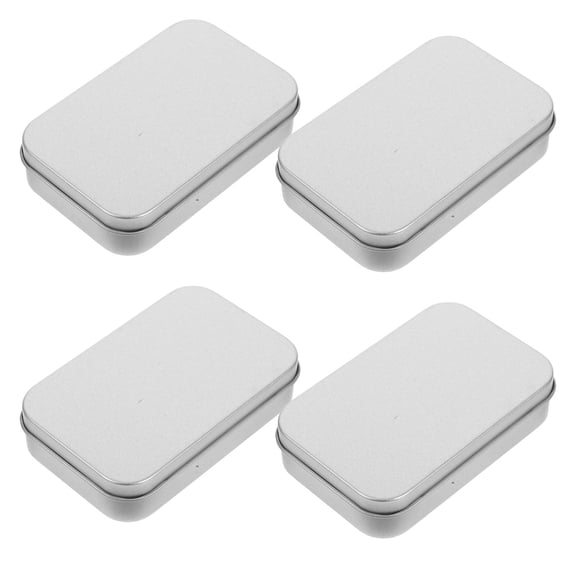 OUNONA 4-Piece Small Metal Storage Boxes with Hinged Lids, Tinplate Portable Organizer Containers for Home, Office, Crafts