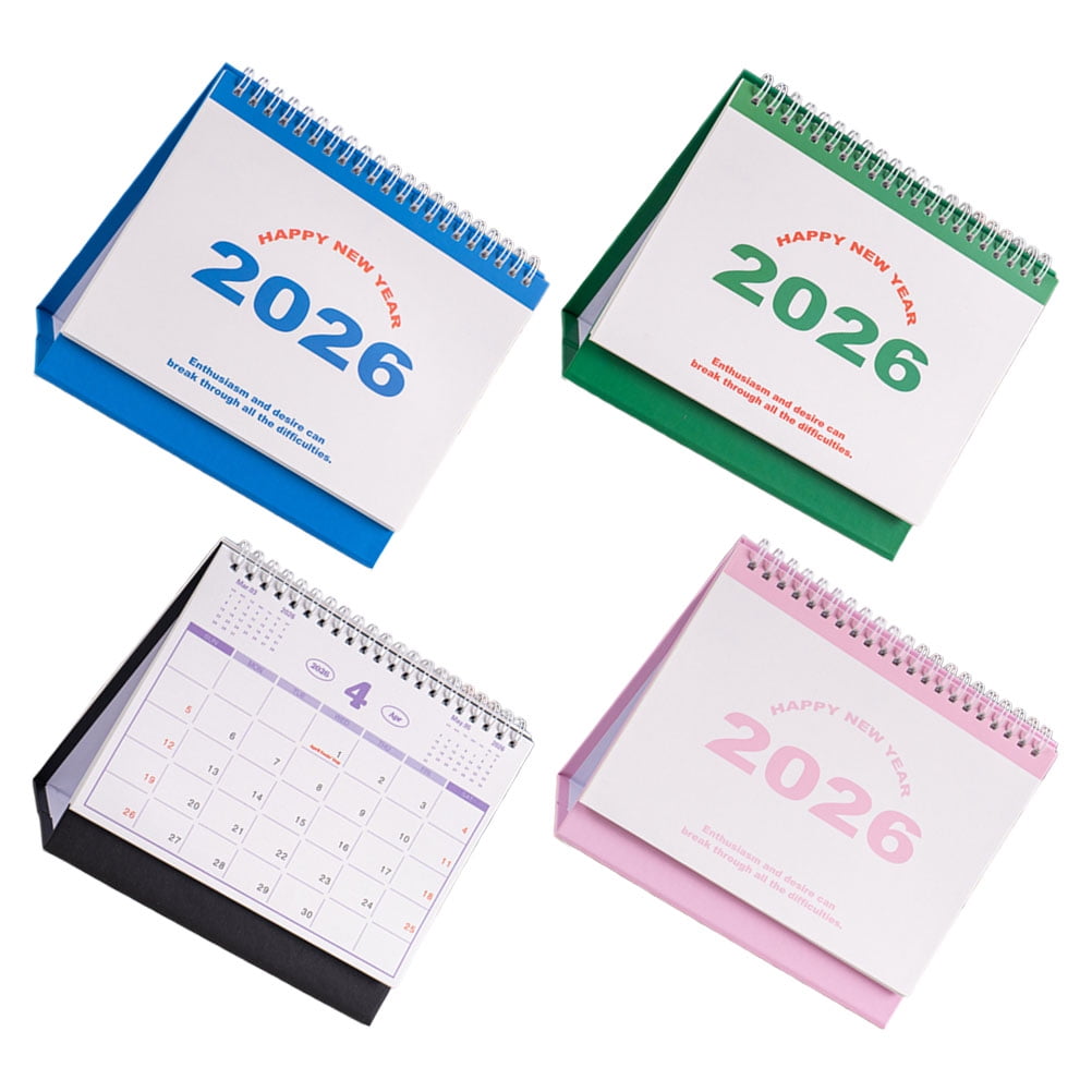 OUNONA 2026 Monthly Desk Calendar Set, Office Desk Ornament, Assorted Colors, 4 Pieces