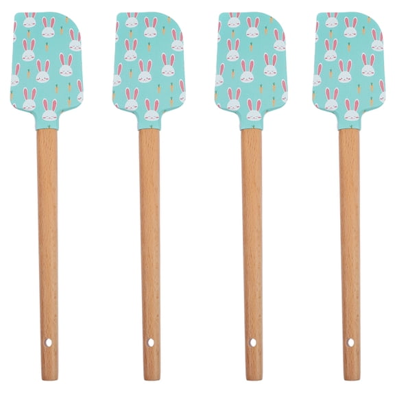 OUNONA 4-Piece Silicone Spatula Set for Baking and Cake Icing, Kitchen Utensils in Assorted Colors