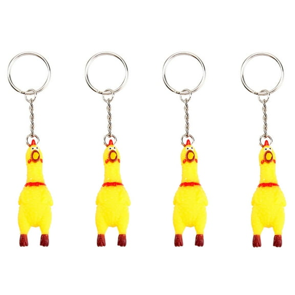OUNONA 4Pcs Squeeze Screaming Chicken Keychain Funny Chicken Pendant for Keys Bags Phones