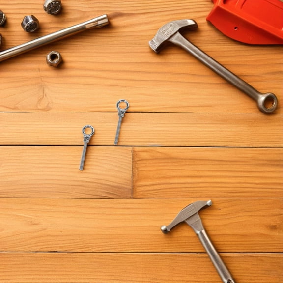 OUNONA 4Pcs Stainless Steel Machinery Eye Bolts Closed Hook Screws for Metal and Concrete