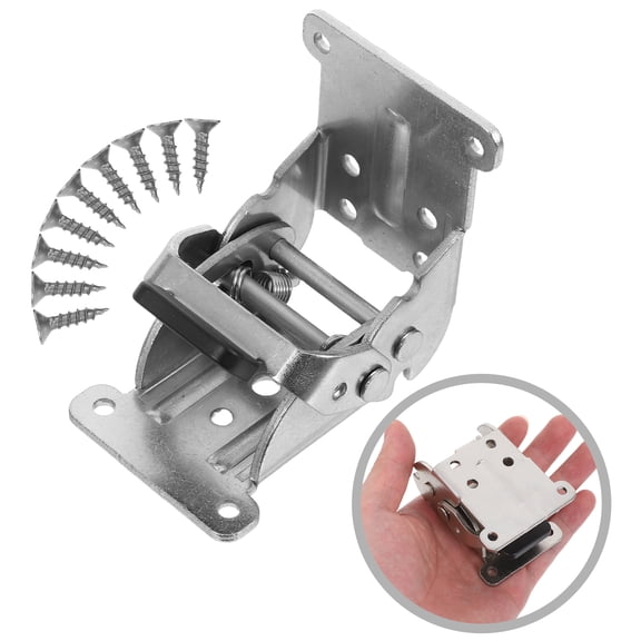 OUNONA 4Pcs Stainless Steel Folding Locking Brackets for Table Legs Bed Legs with Spring Loaded Support