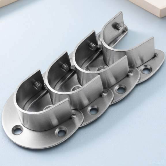 OUNONA 4Pcs Open Type Stainless Steel Rod Bracket for Closet and Laundry Room