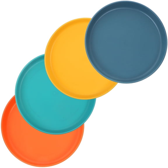 OUNONA Flat Cat Food Bowl Assorted Color Plastic 4Pcs