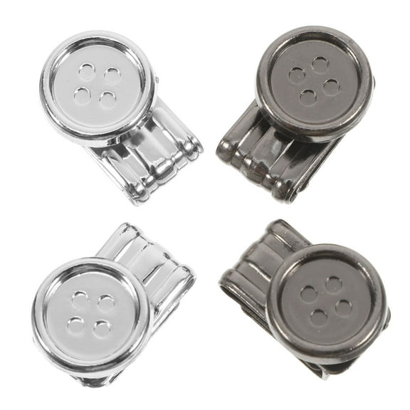 OUNONA 4 Pieces Metal Suspenders Clips Button Replacement Movable Clips for Jeans Pants