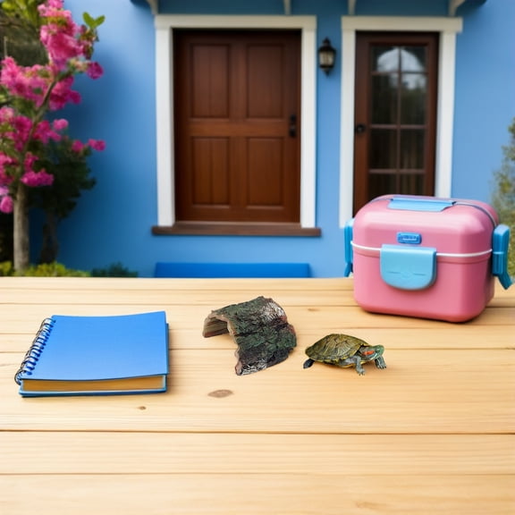 OUNONA 4Pcs Small Turtle Basking Dock Resin Platform with Realistic Rock Cave for Terrarium