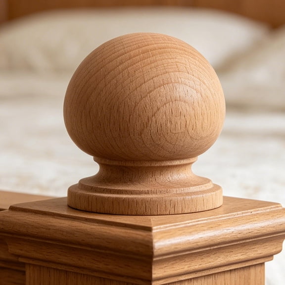 OUNONA 4-Piece Unfinished Wood Finials, Beige Bed Post Caps Replacement, Decorative Home for Furniture