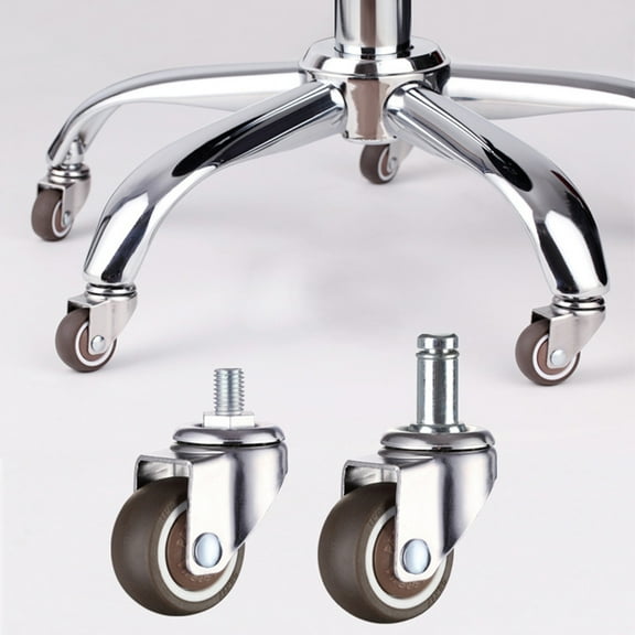 OUNONA 4Pcs Universal Chair Casters Rubber Swivel Wheels Gray Quiet Rolling for Home Use
