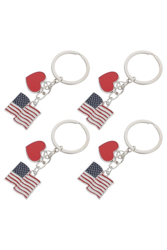 4-Pack Keychains Zinc Alloy Patriotic Car Key Holders Accessories for July 4th Independence Day