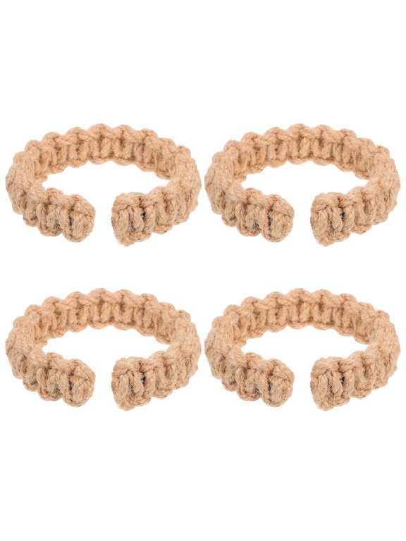 4Pcs Boho Style Khaki Handmade Woven Rope Curtain Tiebacks for Drapes Decor