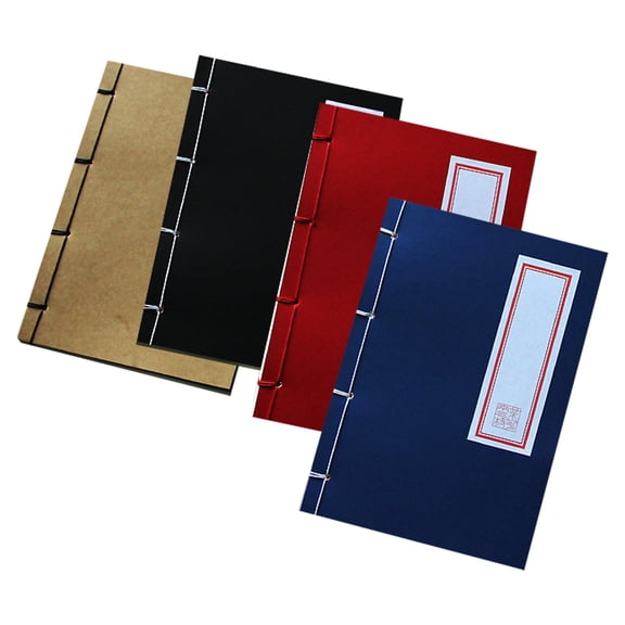 OUNONA 4Pcs Chinese Style Blank Notebook Set with Vintage Stitching for Meetings