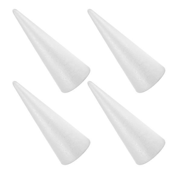 OUNONA 4Pcs White Foam Cone Tree Forms for DIY Christmas Foam Craft Shapes and Seasonal Decor