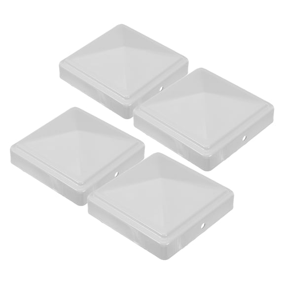 OUNONA 4-Pack White Modern Fence Post Caps with Pointed Top Design, Easy to Install Deck and Patio Post Covers