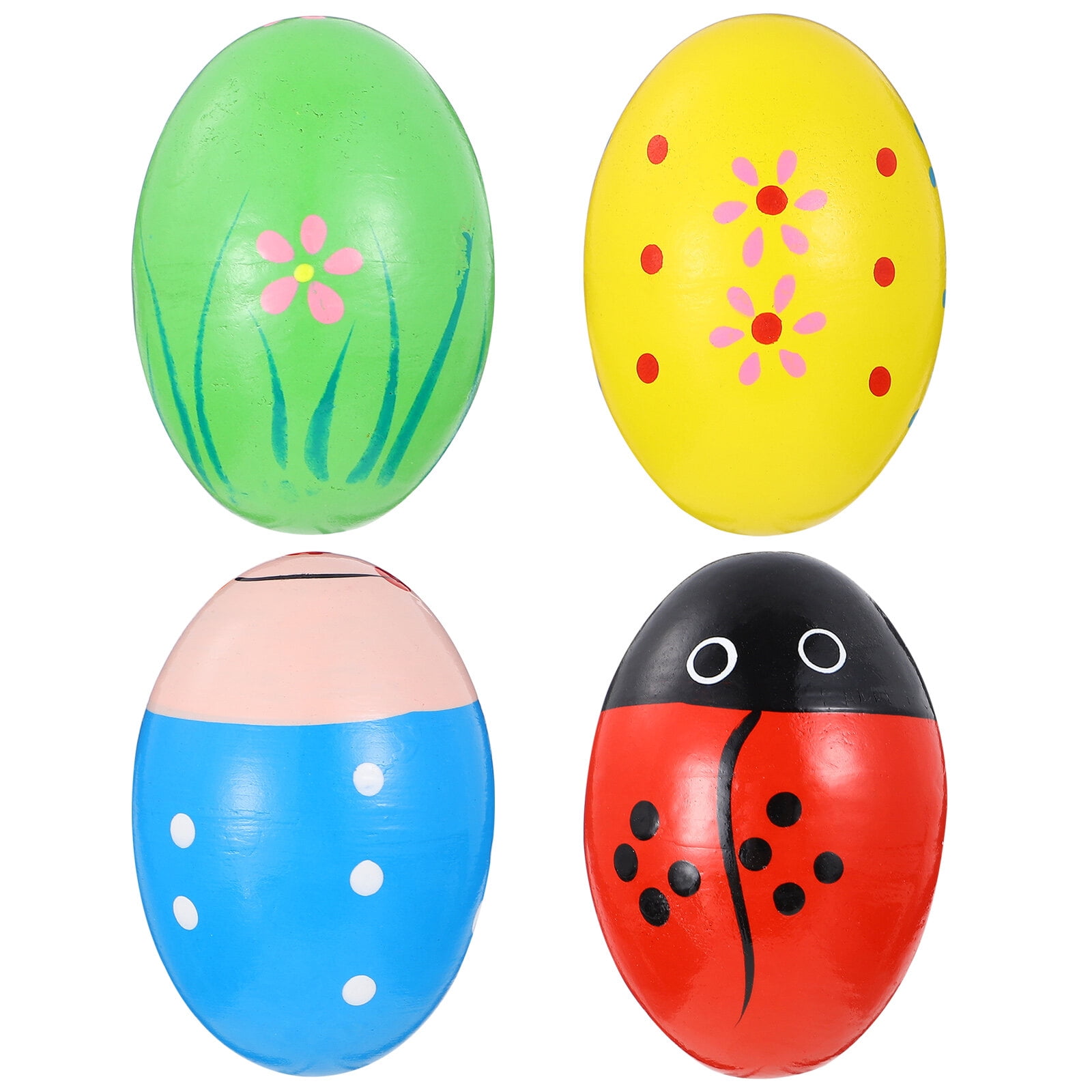 OUNONA 4Pcs Wooden Percussion Musical Egg Maracas Egg Shakers Creative