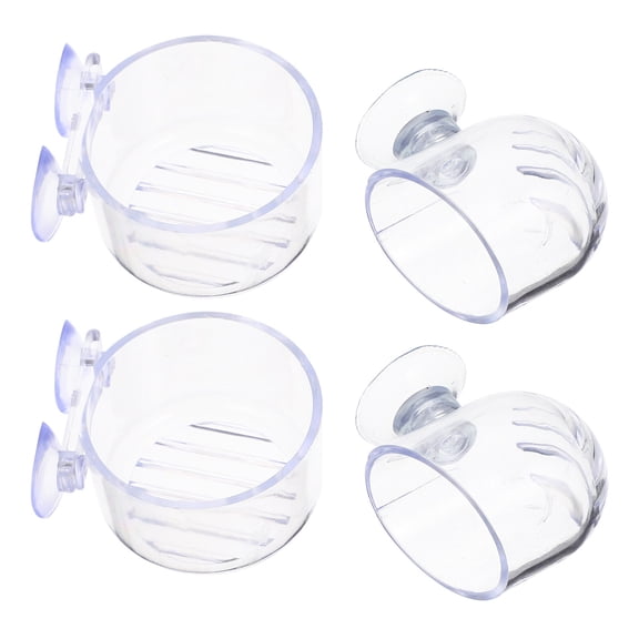OUNONA Fish Tank Feeding Cup Simple Design Transparent Acrylic 4Pcs