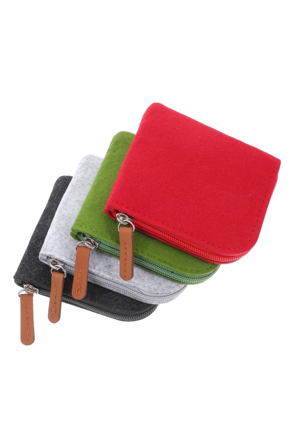 4Pcs Zippered Storage Bag Felt Coin Purse Assorted Colors Perfect for Coins and Receipts