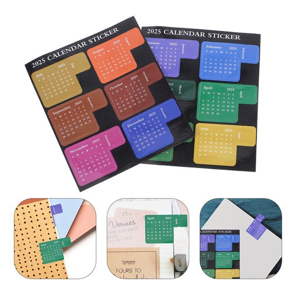 OUNONA 4Sets Planner Tabs Monthly Sticker Labels Assorted Color Calendar Page Markers