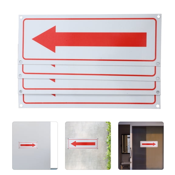 Homoyoyo 4-Pack Red Aluminum Outdoor Arrow Directional Safety Signs for Yard, Garden, Pathway, Lawn, and Driveway