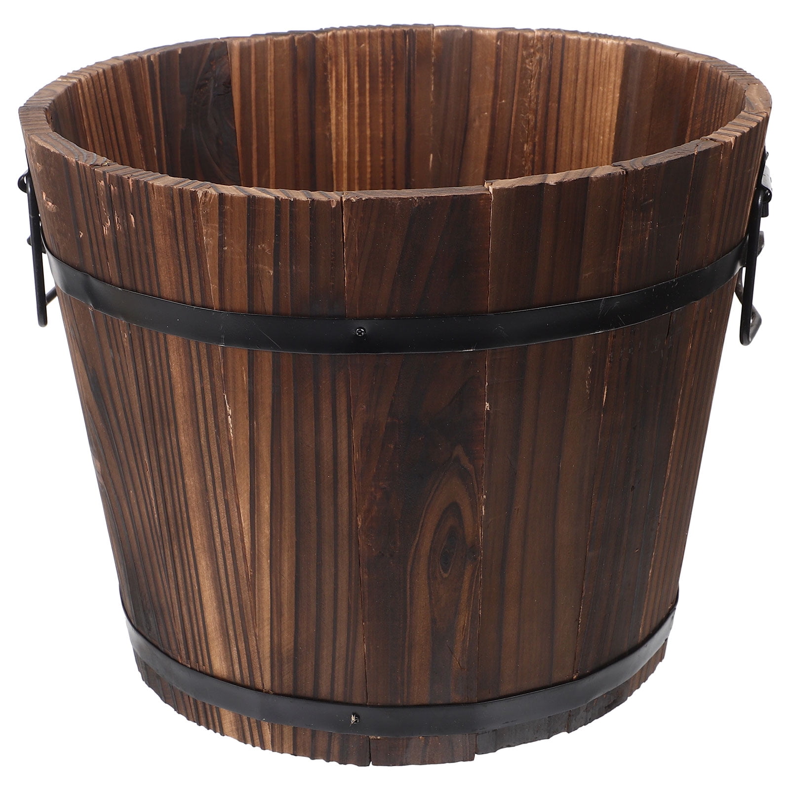 OUNONA 4pcs Bucket Planter Flower Pot Rustic Wooden Flower Planter Box ...