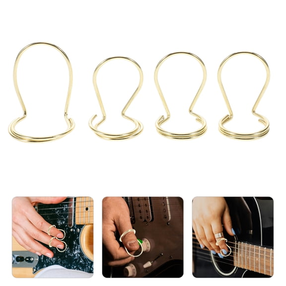 OUNONA 4pcs Butterfly Shape Metal Finger Picks for Guitar and Bass Adjustable Thumb Picks Golden Finger Plectrums Musical Instrument Accessories