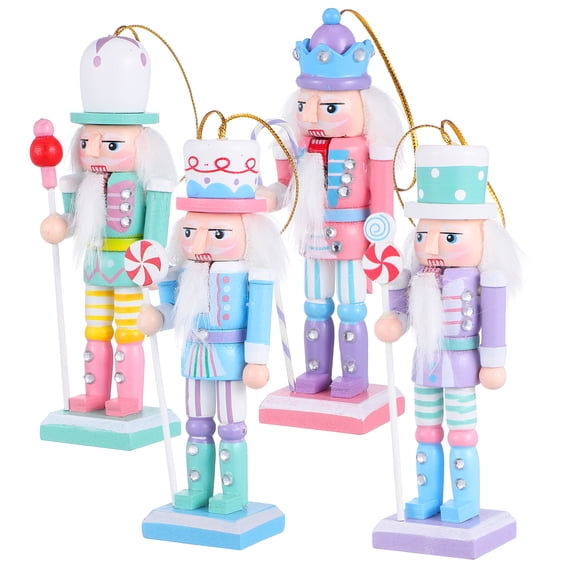 OUNONA 4pcs Christmas Nutcracker Soldier Traditional Xmas Party Nutcracker Decoration Ornament