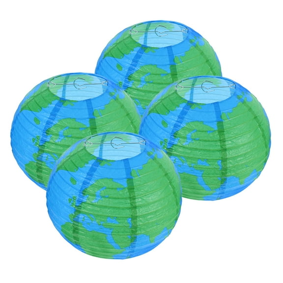 OUNONA 4pcs Earth Globe Hanging Paper Lanterns Decorative Round Paper Lanterns for Parties Earth Day Ornament Party Favor Classroom Decoration