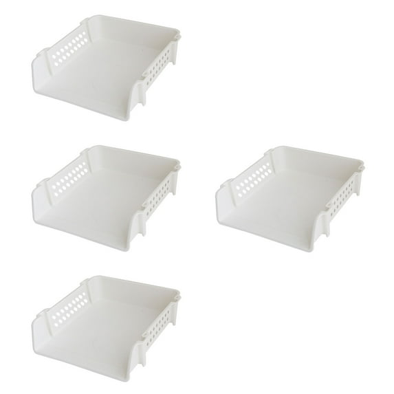 OUNONA 4pcs File Organizing Rack Stackable Document Tray File Holder File Storage Rack