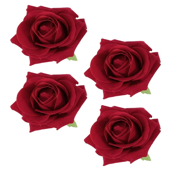 OUNONA 4pcs Hair Flower Clips Brooch 7cm Boutique Hair Accessories Bohemia Hairpins Floral Clips For Party Wedding Women Girls Red