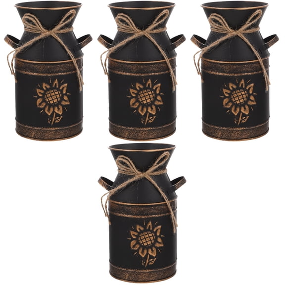 OUNONA 4pcs Home Metal Flower Bucket Novel Vintage Flowerpot Gardening Planter Storage Bucket