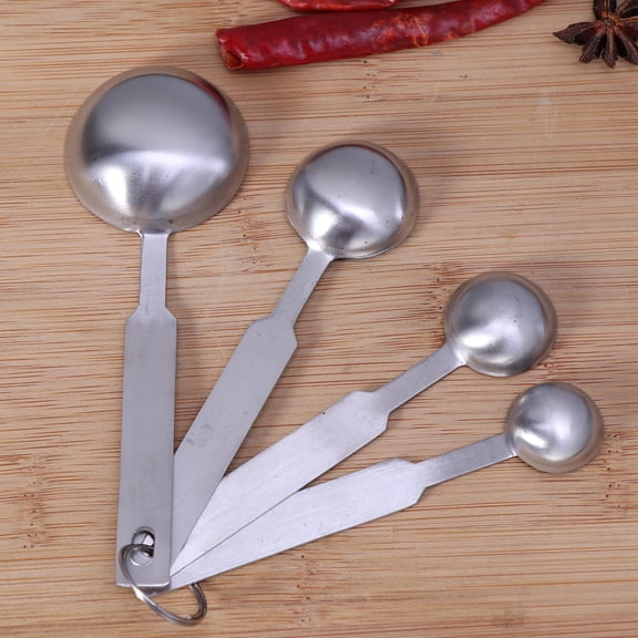 DRAFIDEEP 4Pcs Stainless Steel Measuring Spoons Set for Baking Kitchen Use with Metal Ring