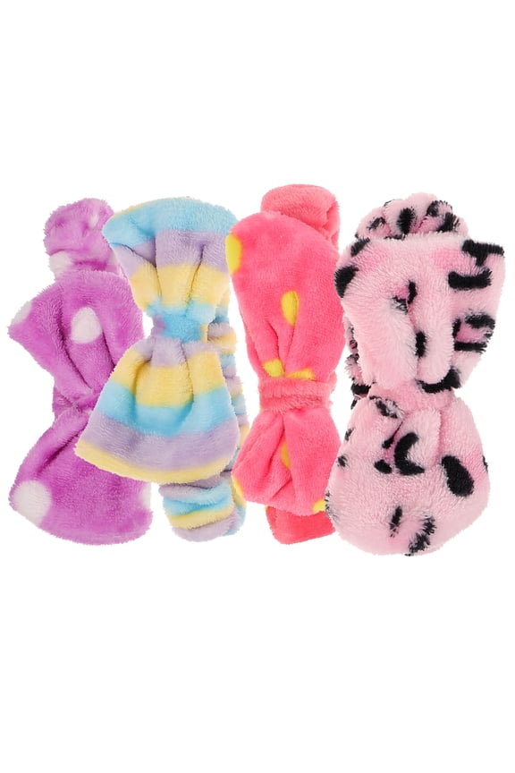 4-Pack Leopard Print Makeup Headbands Fabric Hair Bands for Girls, Perfect for Applying Masks