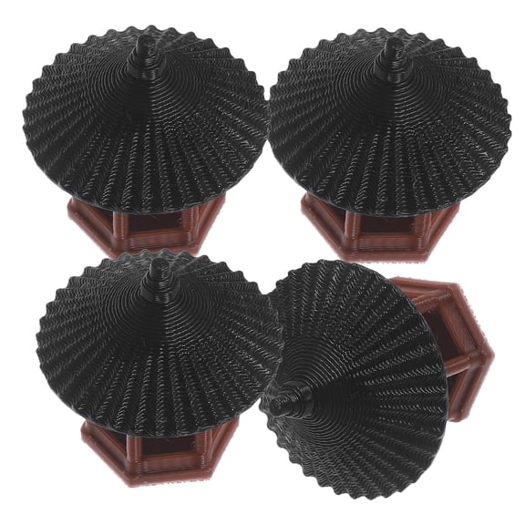 Mini Realistic Pavilion Statue for Decoration Made of Plastic Multi 4pcs
