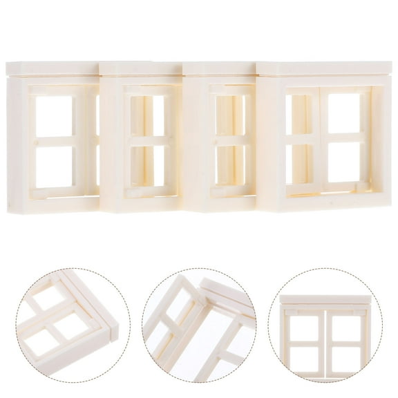 OUNONA 4pcs Miniature Plastic Window Mini Plastic Window For Dollhouse Diy Building Model Accessories Fairy House Window Plastic Window Model Doll House Window Decoration