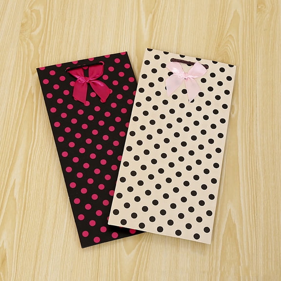 OUNONA Multi Color Dot Pattern Paper Wine Bag with Handles for Packing Wine Can Hold 2 Bottles in a Bag