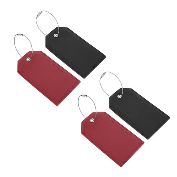 OUNONA 4Pcs PU Baggage Case Tags Travel Suitcase Id Labels Wear Resistant and Practical