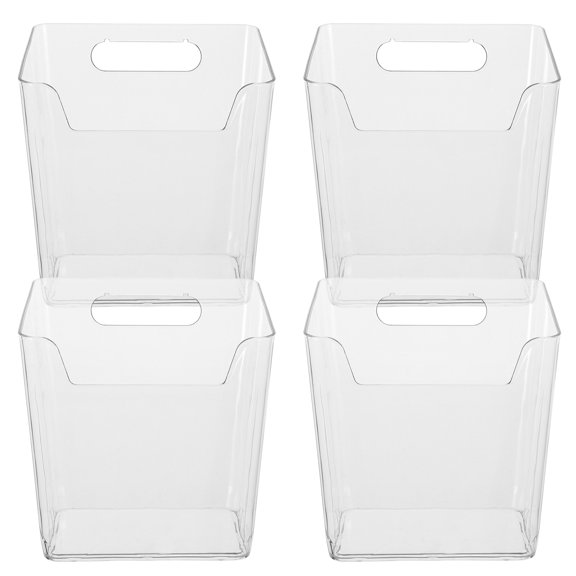 OUNONA 4pcs Plastic Cabinet Door Bins Stackable Hanging Baskets Ideal for Kitchen Bedroom Office Transparent for Quick Content Identification suitable for Keys Remotes Tools Utensils