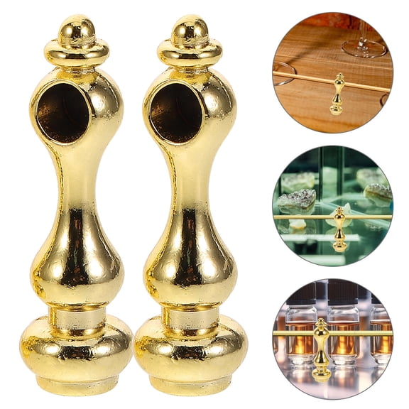 OUNONA 4pcs Metal Post End Caps for Furniture Glass Railing, Replacement Connectors for Wine Cabinet, Decorative Cart,