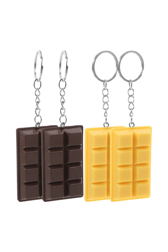 4pcs Puppy Birthday Decorations Chocolate Model Keychains Multi PVC Key Holder for Women and Couples