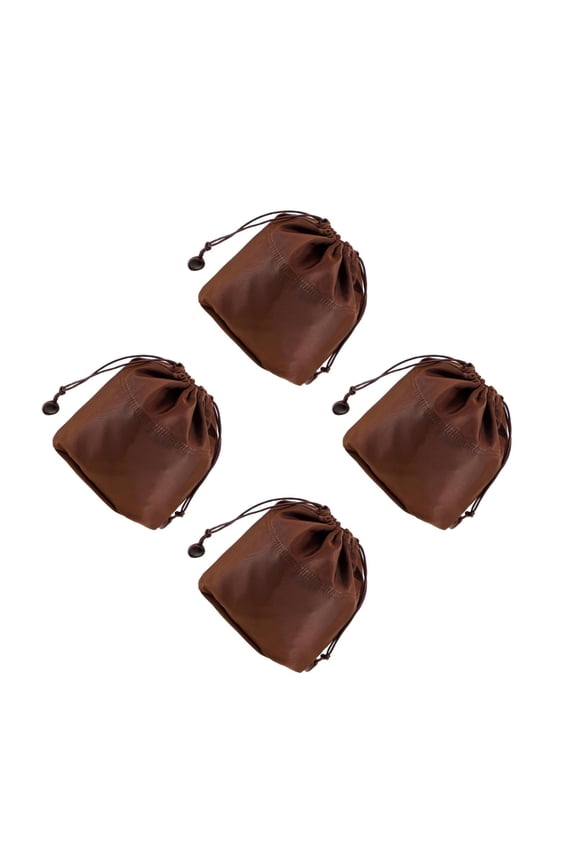4pcs Purse Organizer Insert Round Bucket Bag Organizer Nylon Bag Organizer Handbag Small Tote Organizer Insert for Women Girls Brown