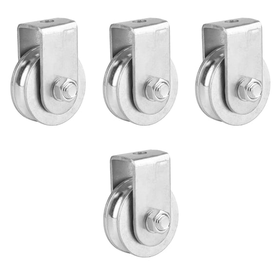 OUNONA 4pcs Single Wheel Pulley Hoist Pulley Steel Loading Pulley Pulley for Heavy Lifting