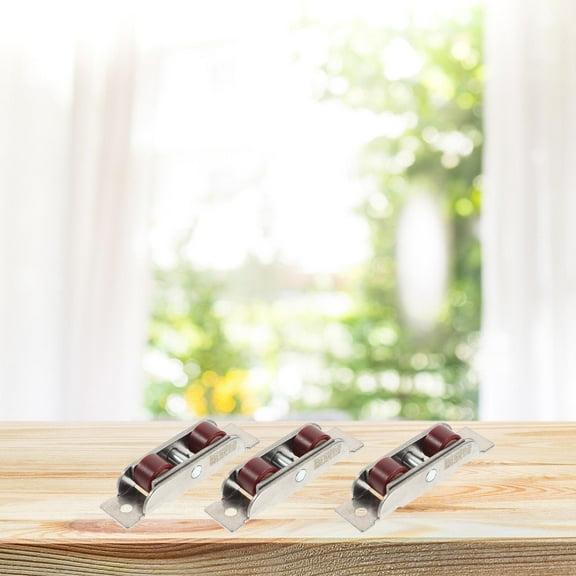OUNONA 4Pcs Sash Double Rollers Pulley Stainless Steel Smooth Sliding Door Accessory