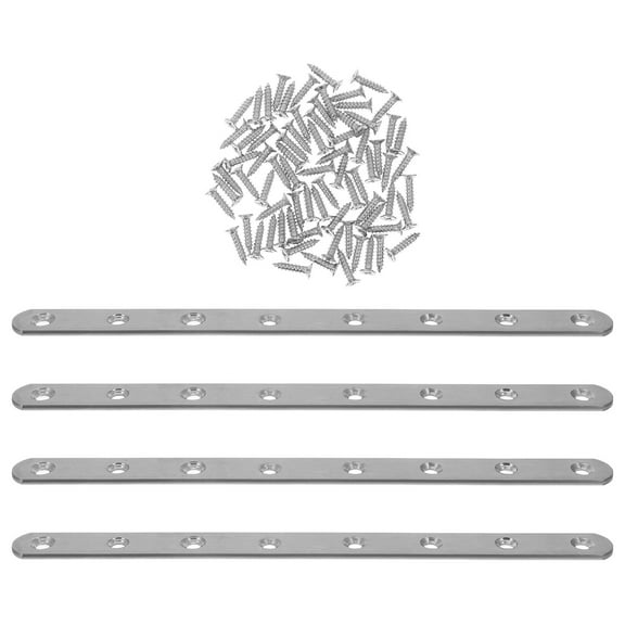 OUNONA 4pcs Stainless Steel Braces Fence Bracket Fixing Bracket Flat Straight Brace SupportBracket