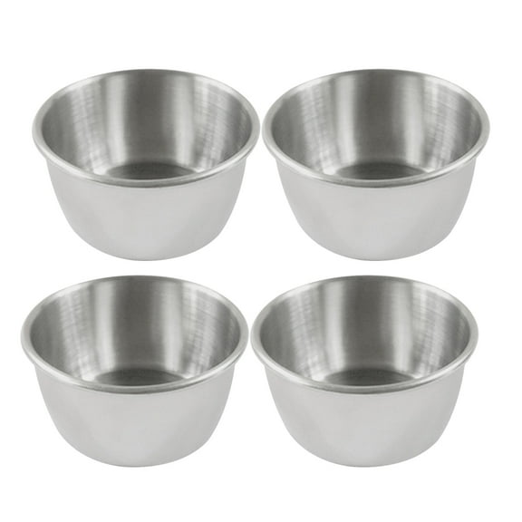 WEAVILUX Silver Stainless Steel Dipping Bowls for Outdoor and Indoor Use 4Pcs