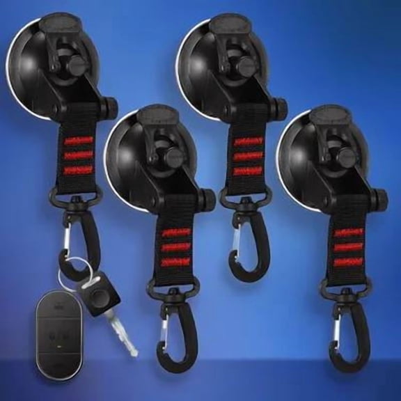 OUNONA 4-Pack Red Nylon Tie Down Straps with Cup Hooks for Boat and Outdoor Use