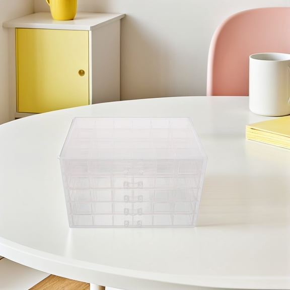OUNONA Stackable Clear Plastic Rock Display Case, 120 Grids, Compact Design
