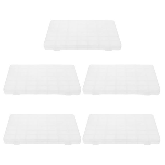 OUNONA 5-Pack Small Bead Storage Boxes with 42 Compartments, Clear Plastic Organizer Case for Jewelry, Beads, and Art Supplies