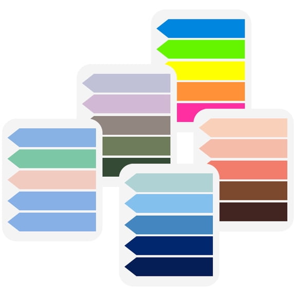 OUNONA 5 Packs Pastel Sticky Tabs Paper Page Arrow Flag Labels Self-adhesive