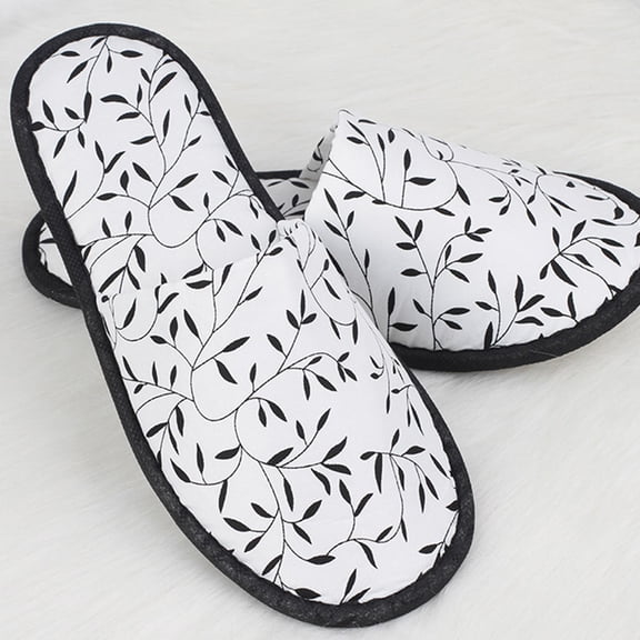 WEAVILUX Men Hotel Slippers Portable Cloth Black 5 Pairs for Guest Hospitality